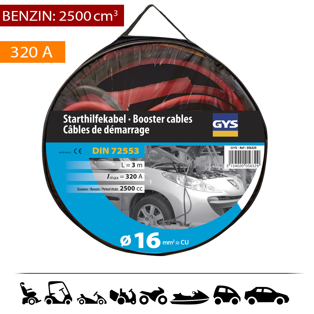 GYS Indítókábel, 320A, 16mm2, 2x3m termék fő termékképe