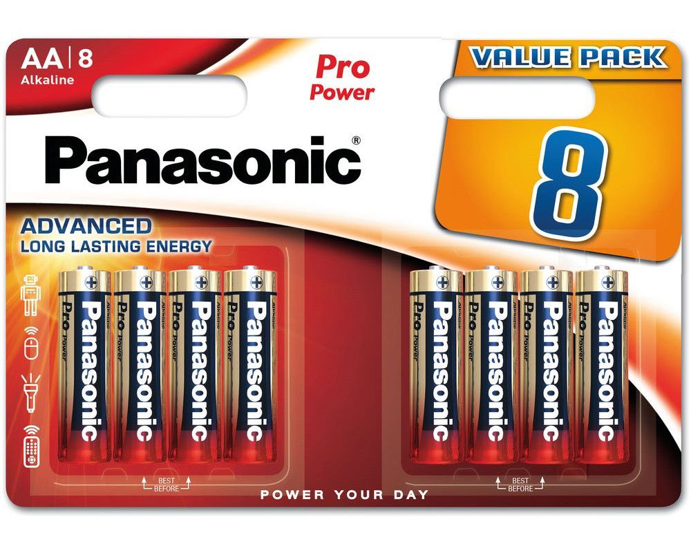 Panasonic LR6PPG-8BW PRO POWER alkáli tartós elem, AA (ceruza), 8 db/bliszter termék fő termékképe